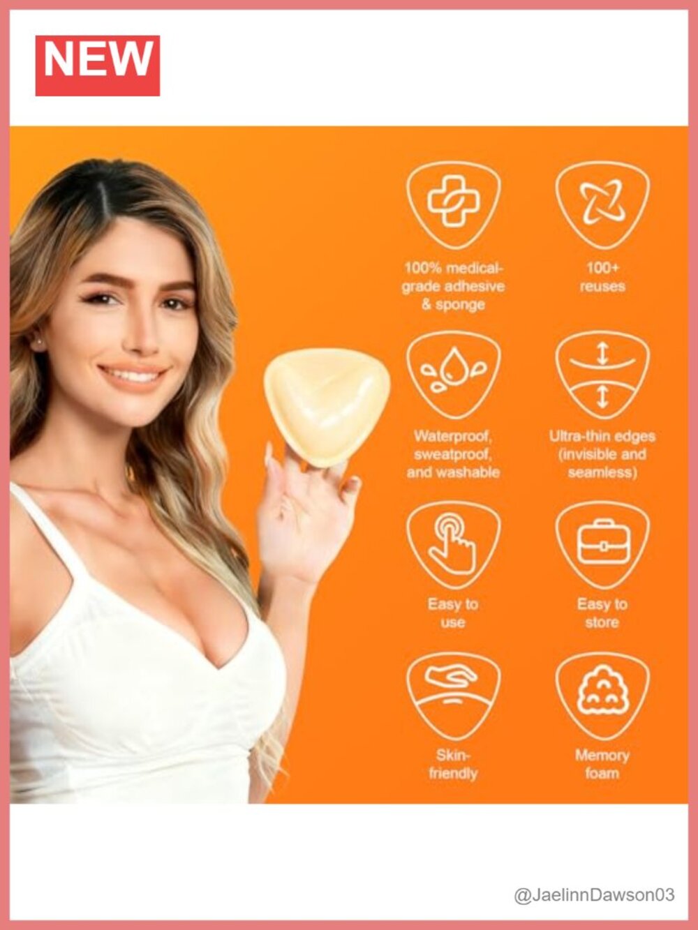 Dual-Sided Push Up Bra Inserts Waterproof Reusable Adhesive Strapless Backless View 3